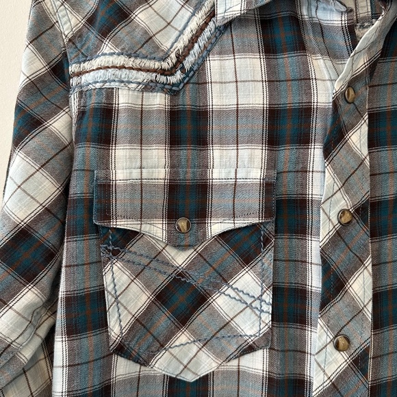 Ariat retrofit 100% cotton  western plaid snap button down long sleeve men's M - Picture 4 of 7